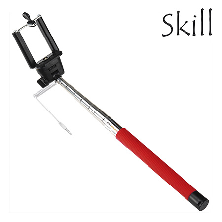 MONOPOD SKILL P/SMARTPHONE SELFIE CON CABLE 3.5MM RED (PN M-06-RD)